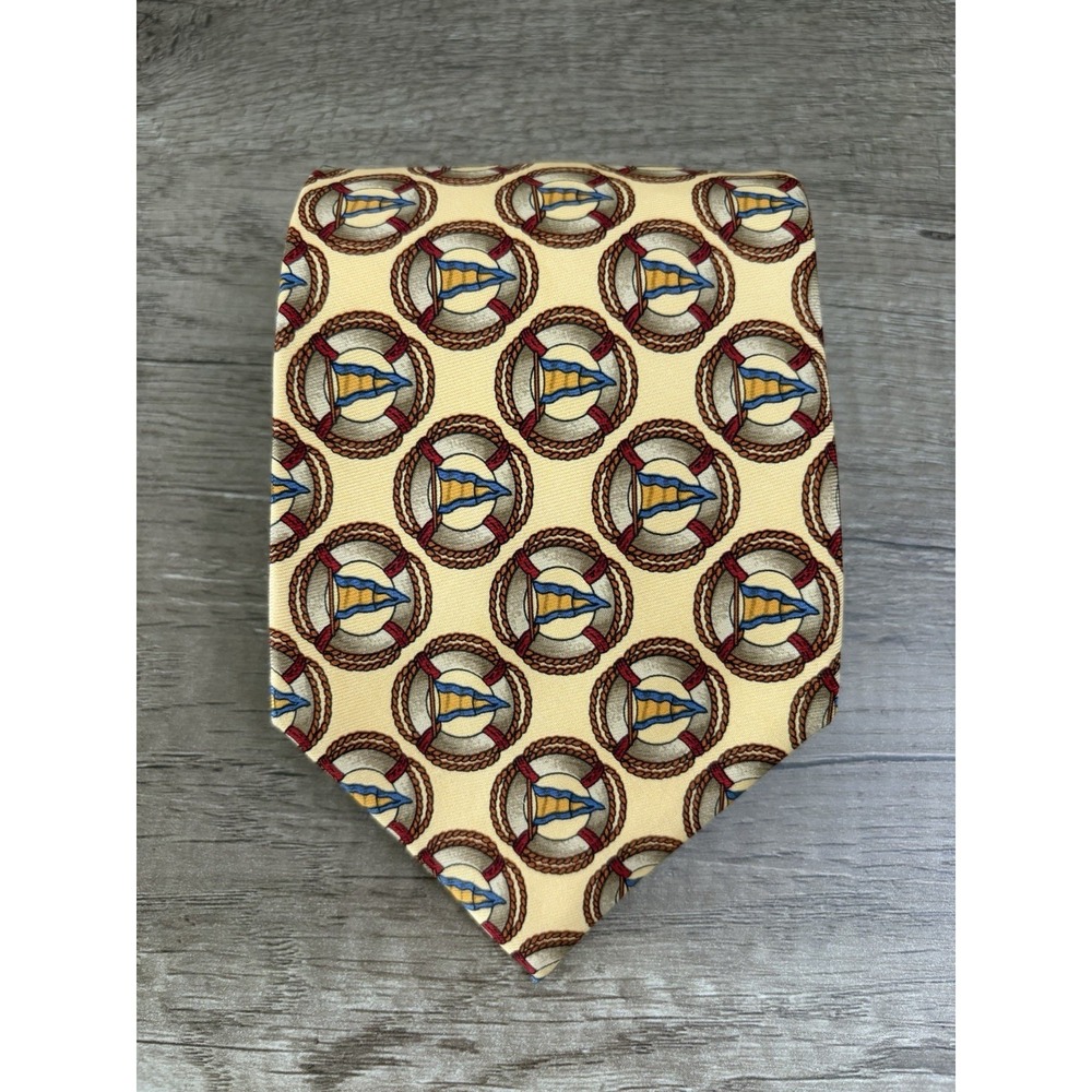 Vintage Bally Tie Necktie 58" Yellow Nautical Design‎ Silk USA Made